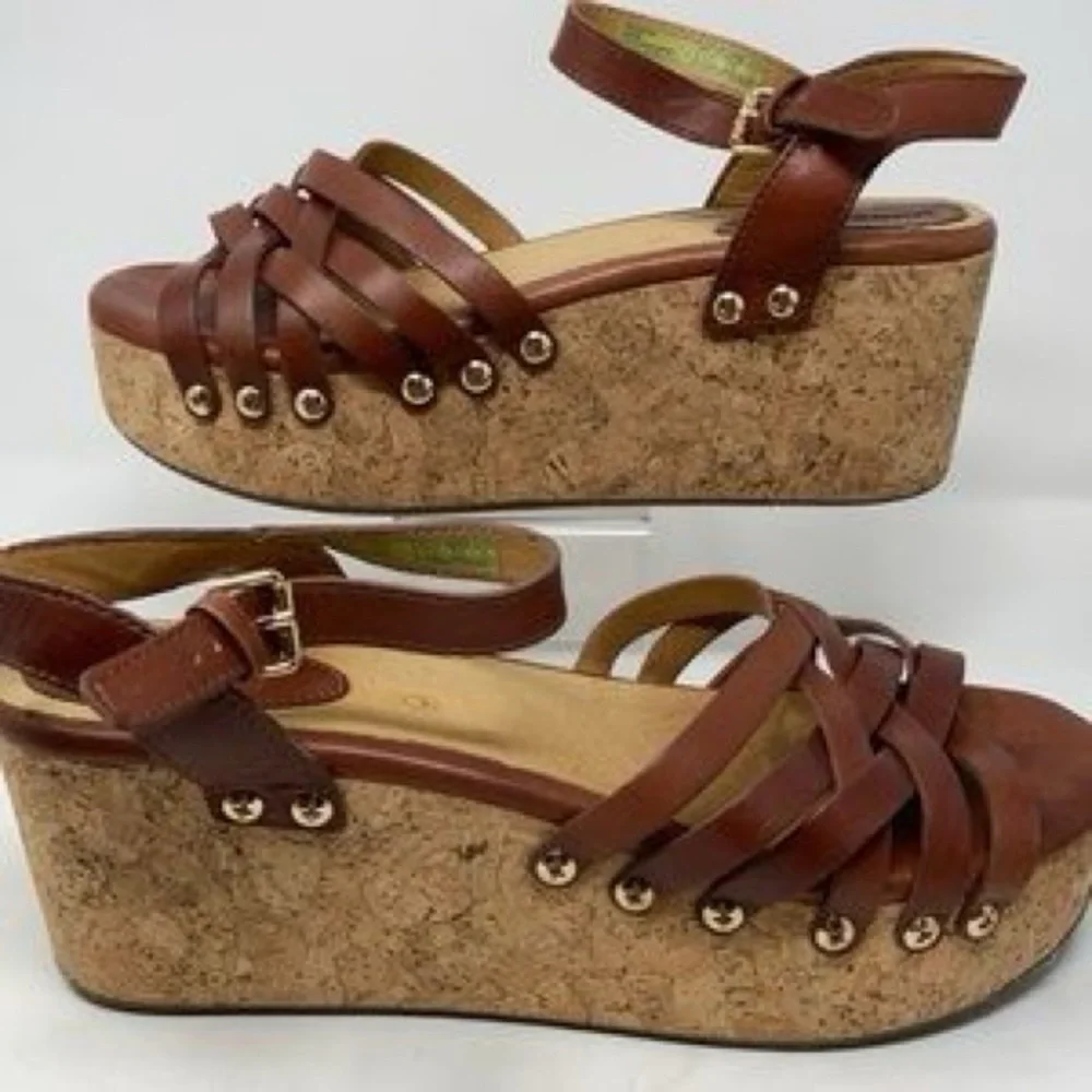 Bussola Mansfield Mavis Brown Leather Wedges 10 or 41
